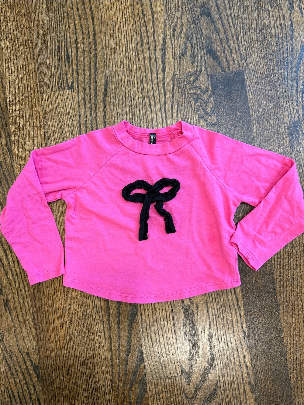 Hot Pink Long Sleeve Tee with Pink Bow